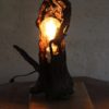 Lampe bois en cep de vigne, socle en chêne - Made in France